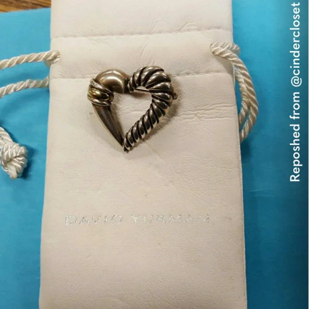 David Yurman Silver and Gold Heart Brooch - Picture 12 of 12